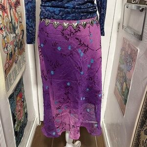 Vintage 1990s Purple Whimsycal Fairy Skirt With Blue Flowers.